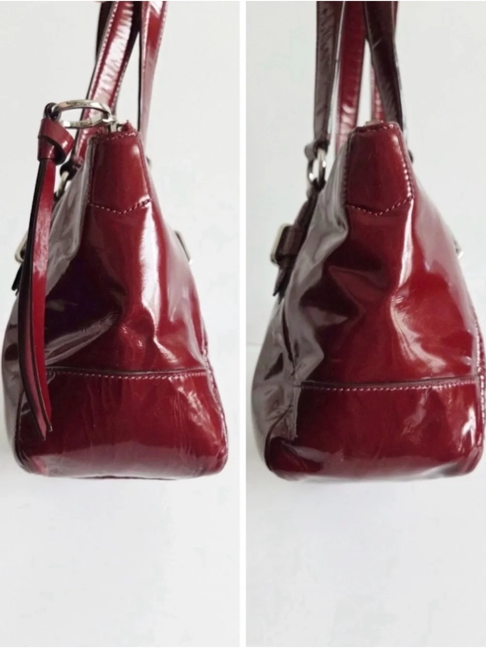 Coach Chelsea Candy Apple Red Patent Leather Satchel Turnlock & Zip Closure